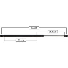 AMORTIGUADOR PARA PUERTA TRASERA DE GAS DODGE Nitro Mod. 07-09 Largo=53 Cilindro=33 Varilla=16.5 cm 