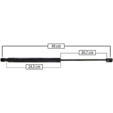 AMORTIGUADOR PARA PUERTA TRASERA DE GAS DODGE Journey Mod. 09-16 FIAT Freemont 2013 Largo=49 Cilindro=24.5 Varilla=20.7 cm 